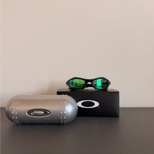 Oakley Splice Black Sunglasses with Green Lenses